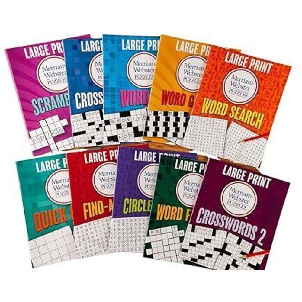 Large Print Merriam-Webster Puzzles 10 Booklet Set (Brain Games Large Print)
